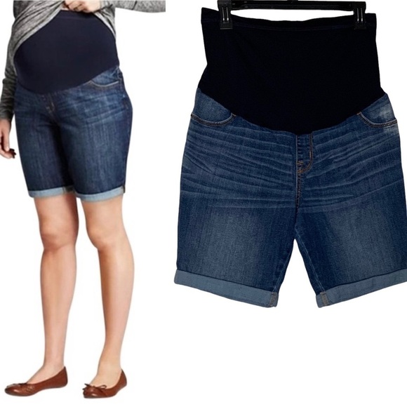 𝅺LIZ Lange Maternity for target Bermuda jean shorts. Size M - Picture 1 of 6